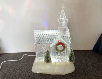 Lighted LED Shimmer Christmas Country Church - Image 3