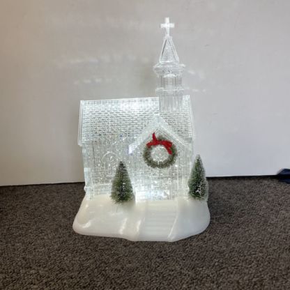 Lighted LED Shimmer Christmas Country Church