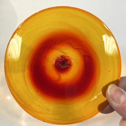 Blenko Handblown Glass Rondel 4" Orange #BL230